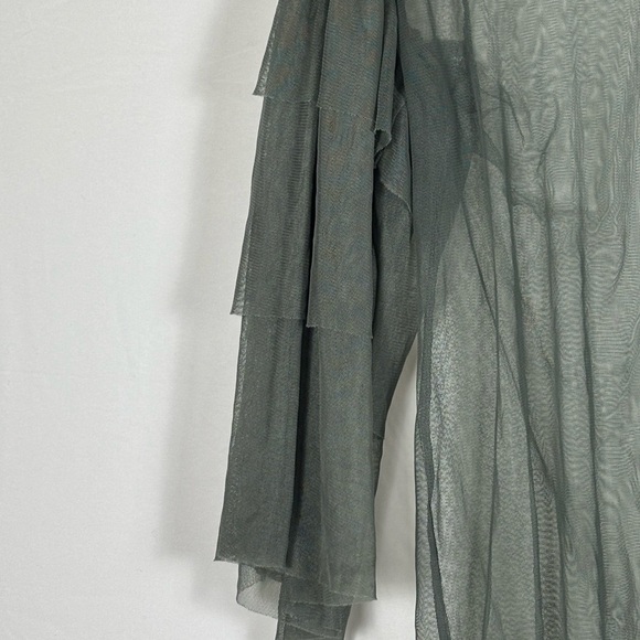 Zara Sheer Dark Green Blouse- M - Picture 4 of 7